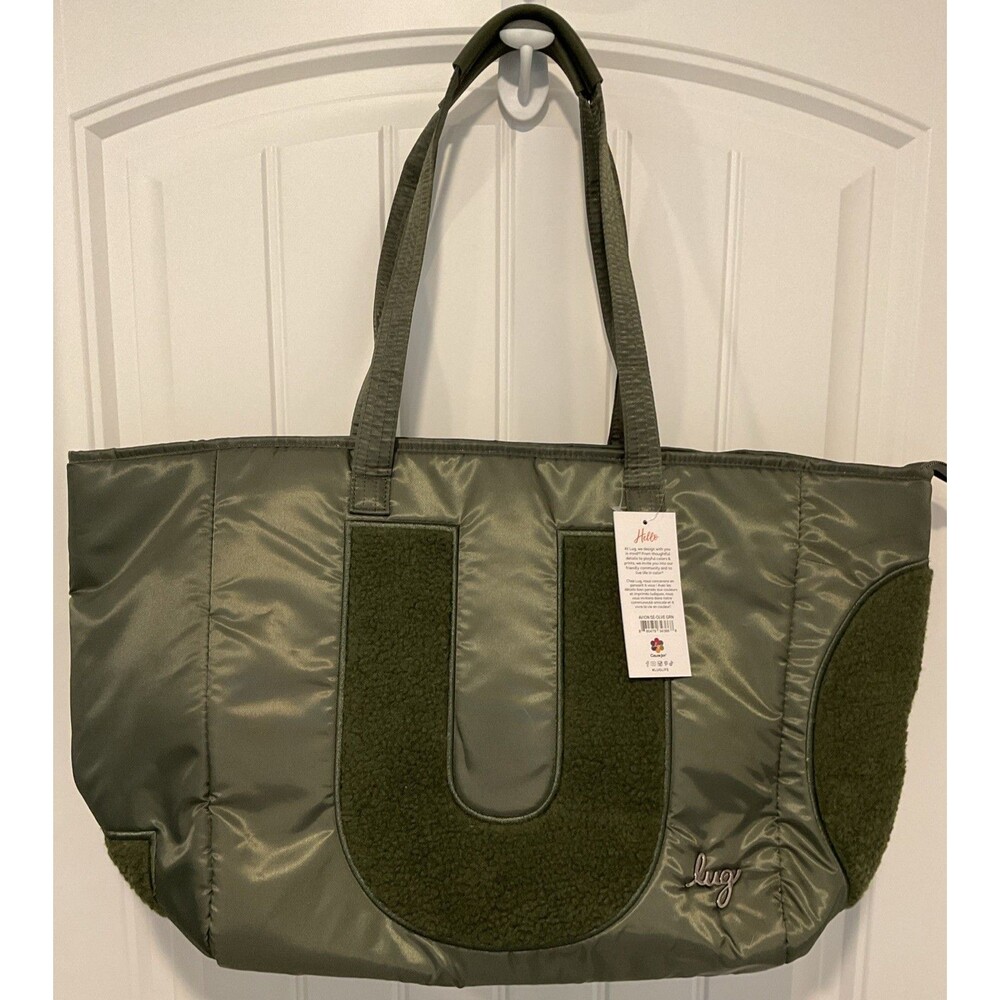 NWT Lug Avion SE Carry-All Tote Bag w/Sherpa Logo Letters Olive Green